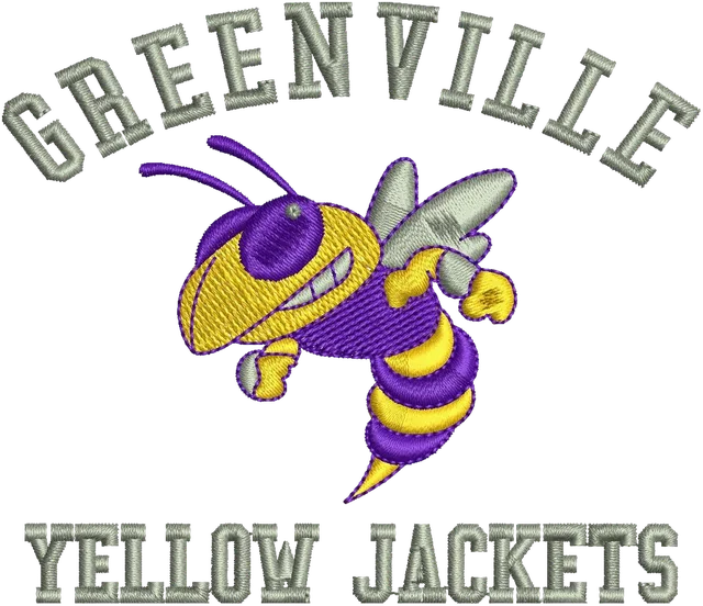 Team Home Blue Ridge Yellow Jackets Sports Embroidery Design embroidery design shown stitched on fabric
