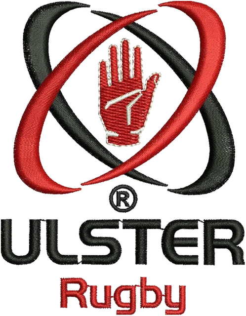Ulster Rugby Logo Embroidery Design embroidery design shown stitched on fabric