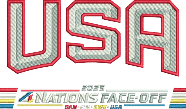 Ricamo Disegno da ricamo logo USA 4 Nations Face-Off 2025 su tessuto