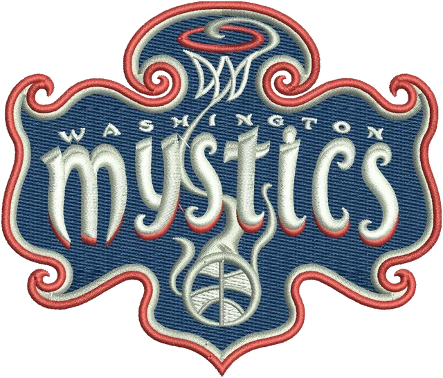 Washington Mystics Basketball Team Logo Embroidery Design embroidery design shown stitched on fabric
