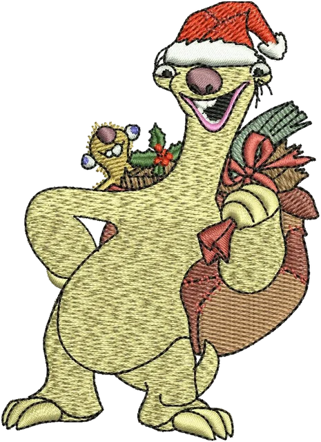 Diseño de bordado Sid de Ice Age sobre tela