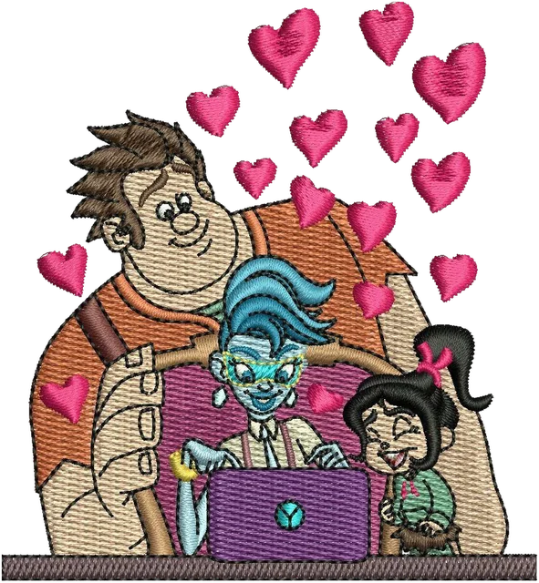 Stickdatei Wreck It Ralph Stickdatei auf Stoff gestickt