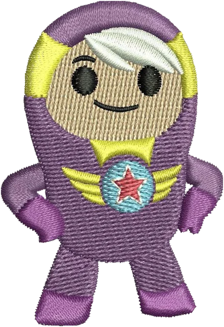 Xuli Go Jetters Cartoon Embroidery Design embroidery design shown stitched on fabric