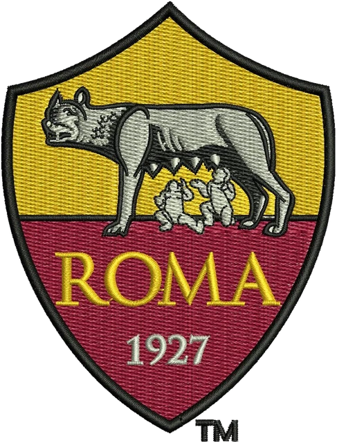 Diseño de bordado A S Roma Football Club logotipo sobre tela