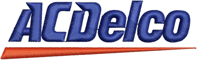 Diseño de bordado Diseño de bordado texto azul ACDelco subrayado rojo sobre tela