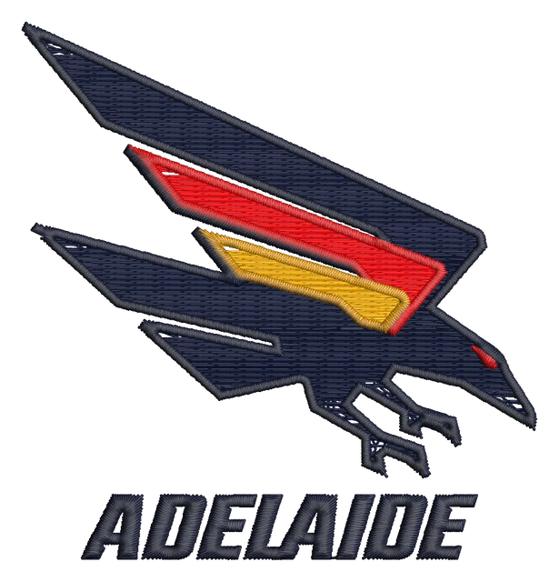 Adelaide Football Club New Logo Embroidery Design embroidery design shown stitched on fabric