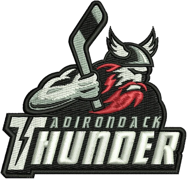 Stickdatei Adirondack Thunder Logo ECHL Stickdatei auf Stoff gestickt