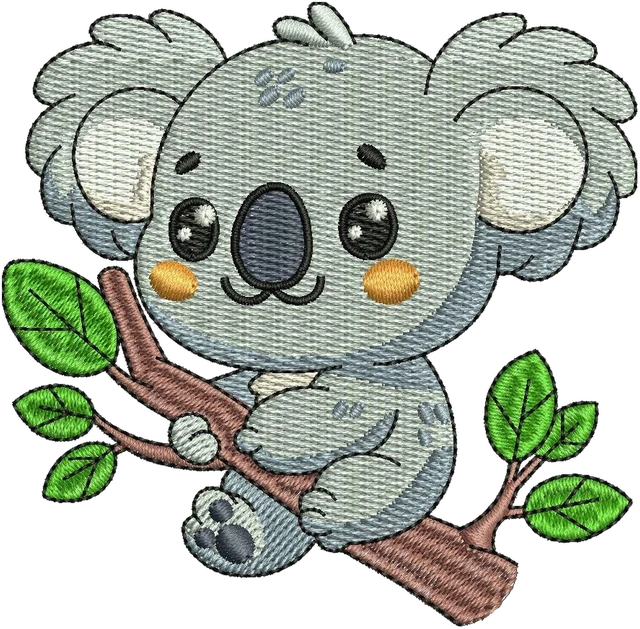 Diseño de bordado Koala adorable sobre tela