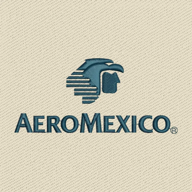 Diseño de bordado águila y texto Aeromexico