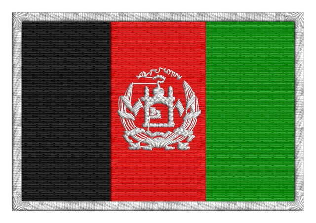 Afghanistan Flag Embroidery Design embroidery design shown stitched on fabric