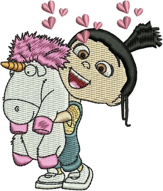 Motif de broderie Agnes de Despicable Me de dessin animé brodé sur tissu