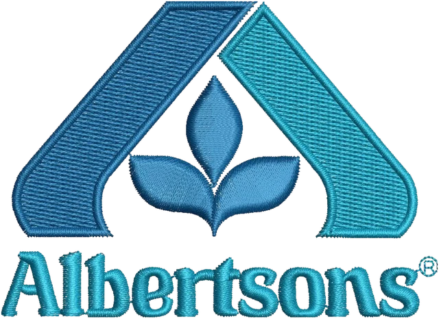 Albertsons Logo Embroidery Design embroidery design shown stitched on fabric