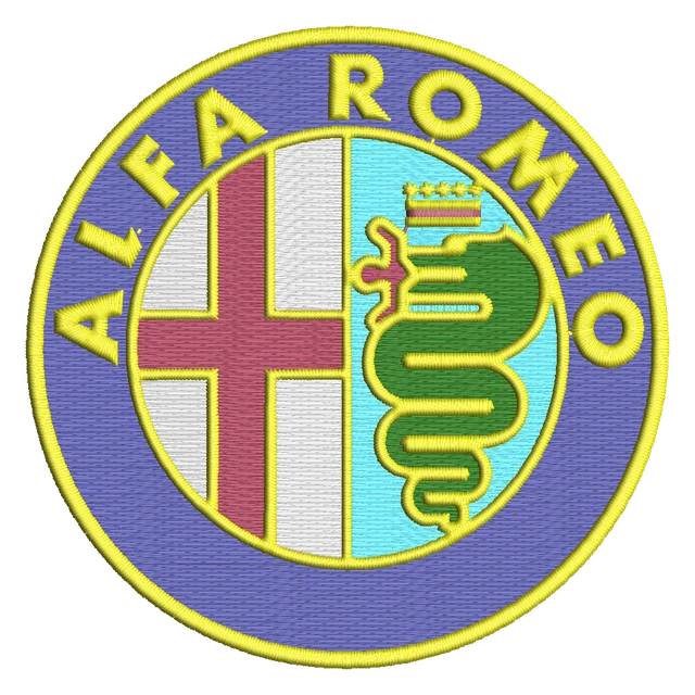 Ricamo Alfa Romeo logo su tessuto