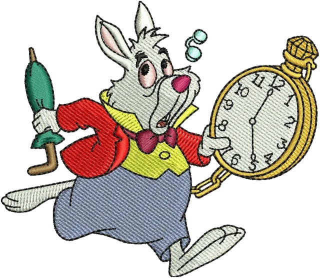 Motif de broderie Lapin d'Alice in Wonderland 3 brodé sur tissu