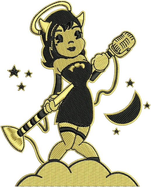 Alice the Angel 5 Embroidery Design embroidery design shown stitched on fabric