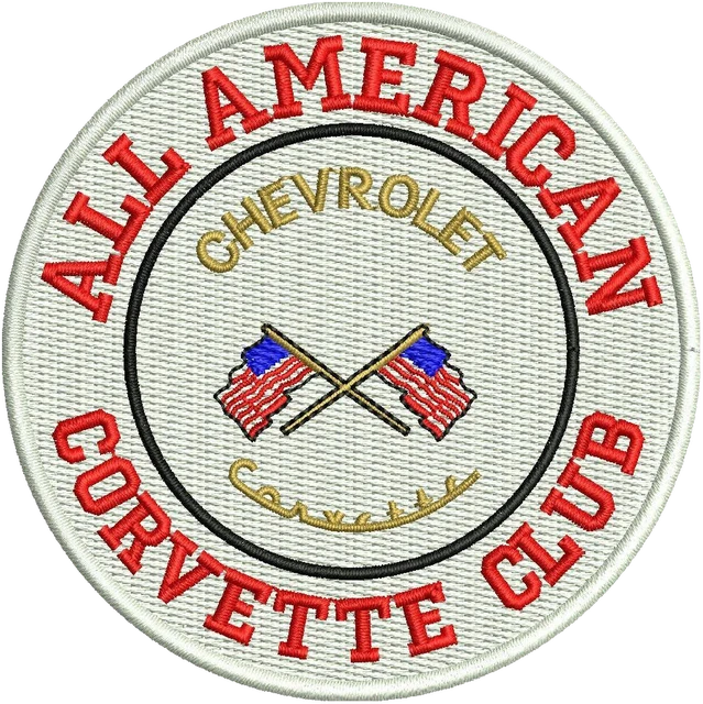 Diseño de bordado All American Corvette Club logotipo sobre tela