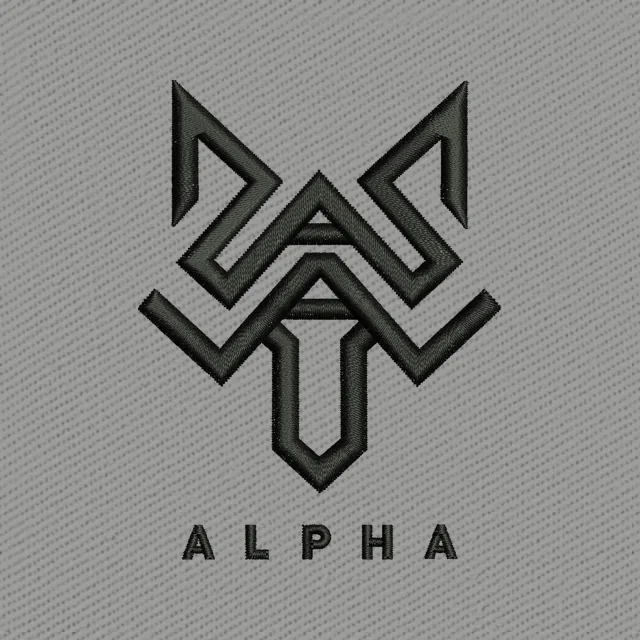 Disegno da ricamo logo geometrico nero Alpha Cordova