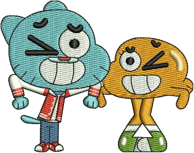 Amazing World of Gumball 2 Cartoon Embroidery Design embroidery design shown stitched on fabric