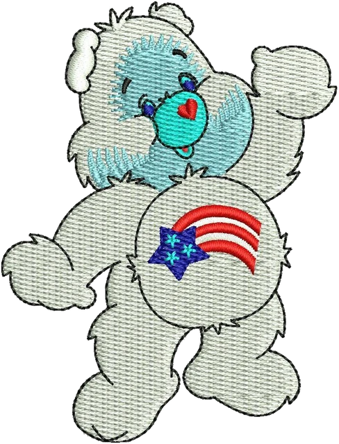 Ricamo America Cares Bear su tessuto