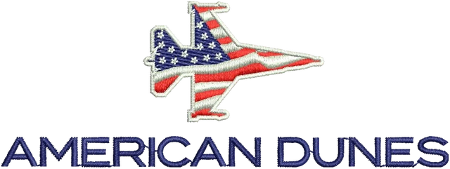 American Dunes Golf Club Logo Embroidery Design embroidery design shown stitched on fabric