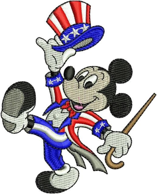Stickdatei American Style Mickey Mouse Stickdatei auf Stoff gestickt