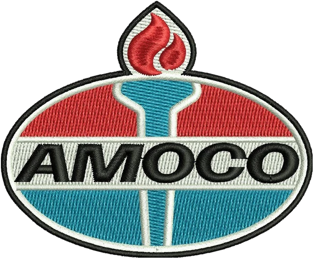 Ricamo Logo Amoco su tessuto