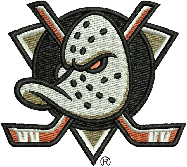 Diseño de bordado Logotipo del equipo de hockey sobre hielo Anaheim Ducks sobre tela