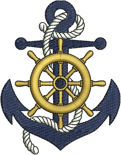 Motif de broderie Ancre brodé sur tissu
