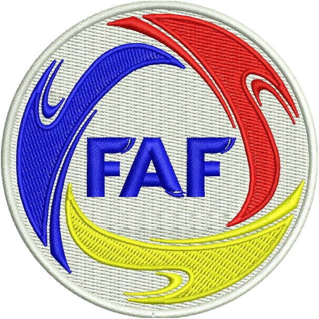Diseño de bordado Logotipo de la selección nacional de fútbol de Andorra sobre tela