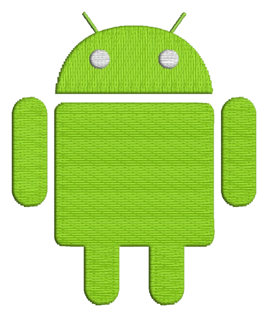 Stickdatei Android Logo Stickdatei auf Stoff gestickt