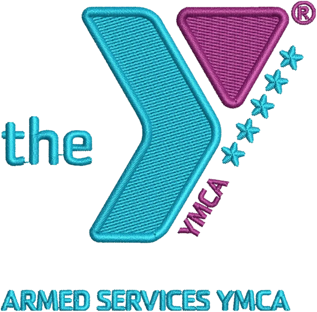 Motif de broderie Armed Services YMCA logo brodé sur tissu