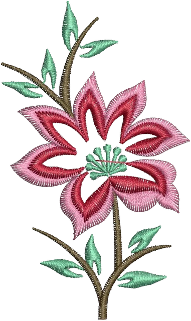 Ricamo Fiore artistico 2 su tessuto