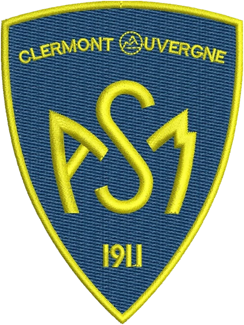 Diseño de bordado Logotipo de rugby de Association Sportive Montferrandaise Clermont Auvergne sobre tela