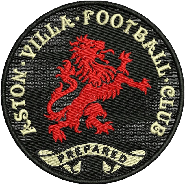 Aston Villa to Wear Black 150th Anniversary Logo Embroidery Design embroidery design shown stitched on fabric