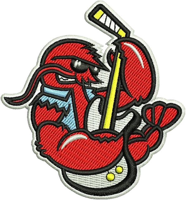 Athens Rock Lobsters Logo Embroidery Design embroidery design shown stitched on fabric