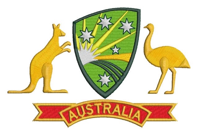 Australia National Cricket Team Logo 3 Embroidery Design embroidery design shown stitched on fabric