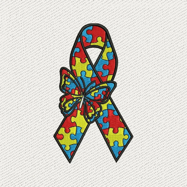 Autism Ribbon 3 Stickdatei