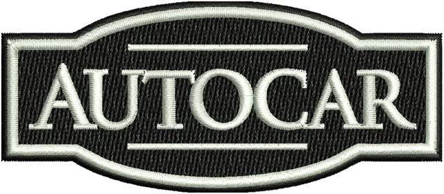 Autocar Black Oval Company Logo Embroidery Design embroidery design shown stitched on fabric