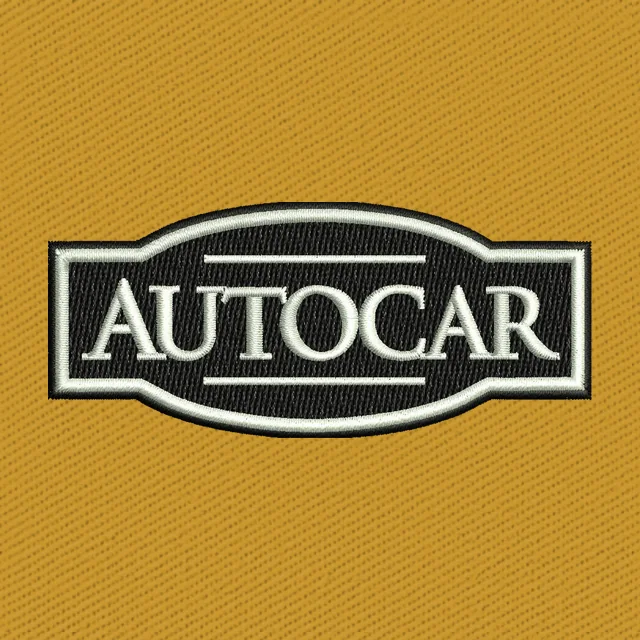 Diseño de bordado logo ovalado negro Autocar