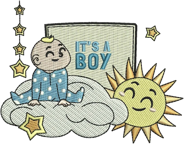 Baby Boy Bornday Embroidery Design embroidery design shown stitched on fabric
