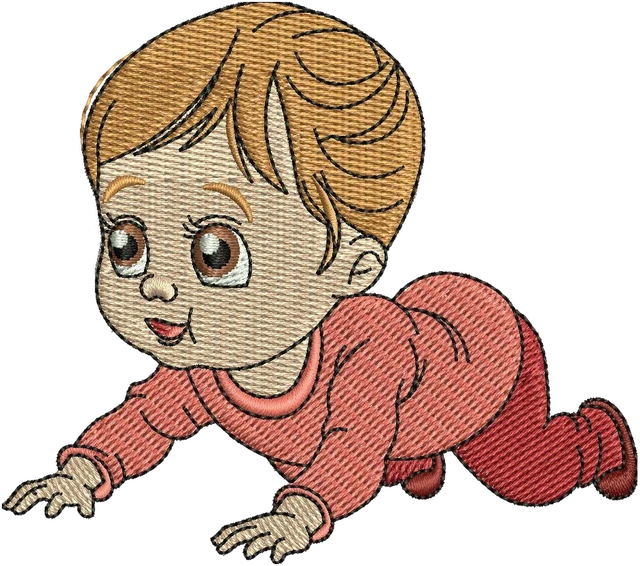 Diseño de bordado Bebé gateando sobre tela
