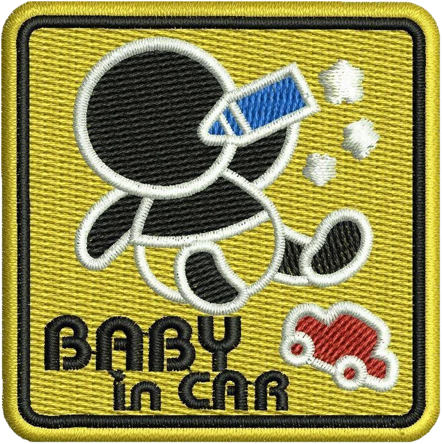 Diseño de bordado Señal cuadrada Baby in Car sobre tela