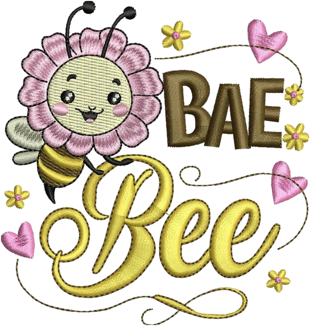 Stickdatei Bae Bee Stickdatei auf Stoff gestickt