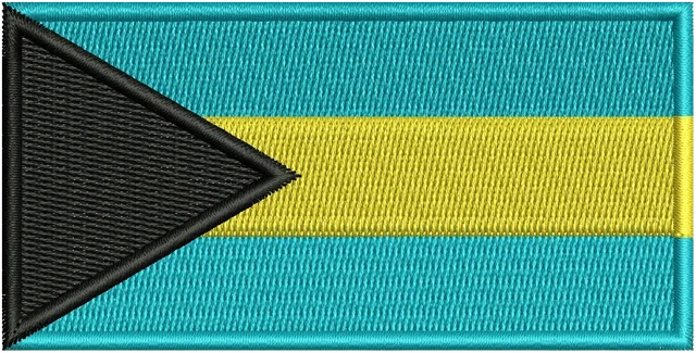 Bahamas Flag Embroidery Design embroidery design shown stitched on fabric