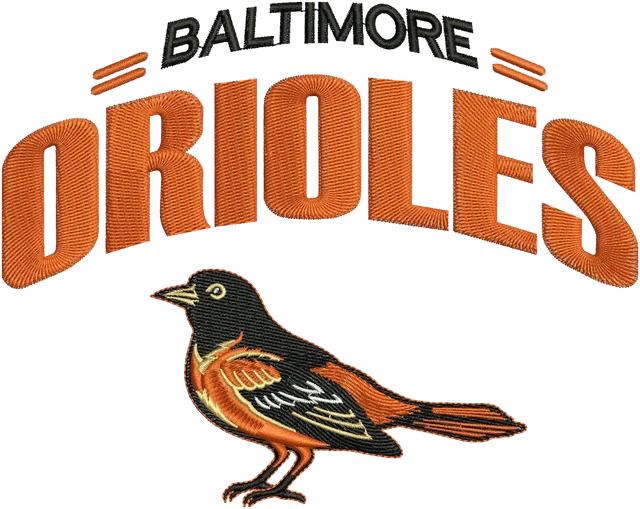 Stickdatei Baltimore Orioles Logo 2 Stickdatei auf Stoff gestickt