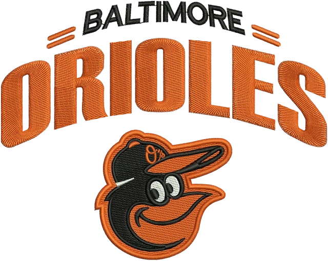 Stickdatei Baltimore Orioles Logo 3 Stickdatei auf Stoff gestickt