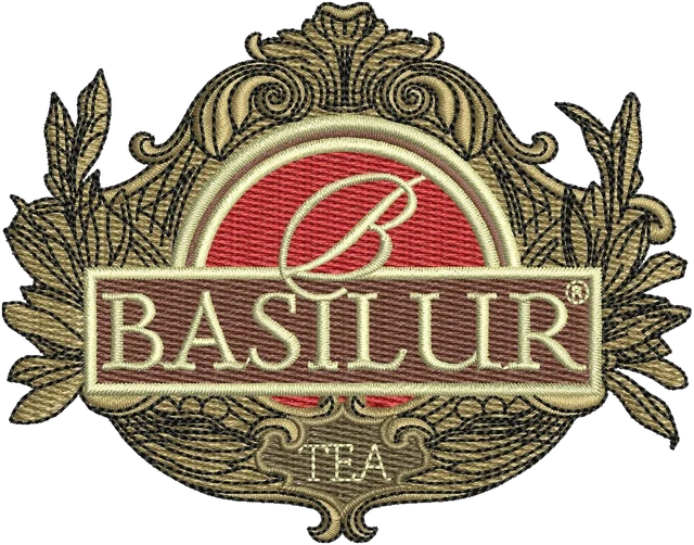 Motif de broderie Basilur Tea logo brodé sur tissu