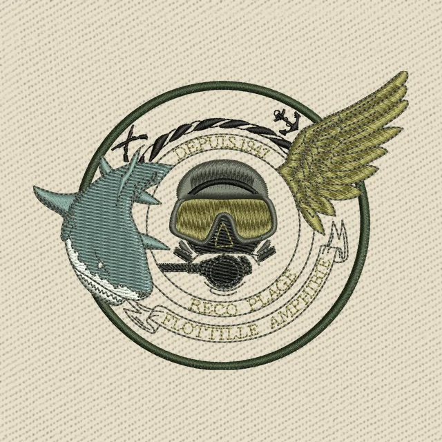 Logo BEACH RECO AMPHIBIOUS FLOTILLE di sommozzatore nuotatore incursore