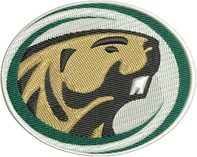 Bemidji State Beavers Logo Embroidery Design embroidery design shown stitched on fabric
