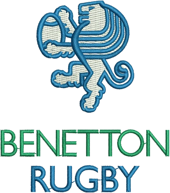 Ricamo Logo con leone Benetton Rugby su tessuto